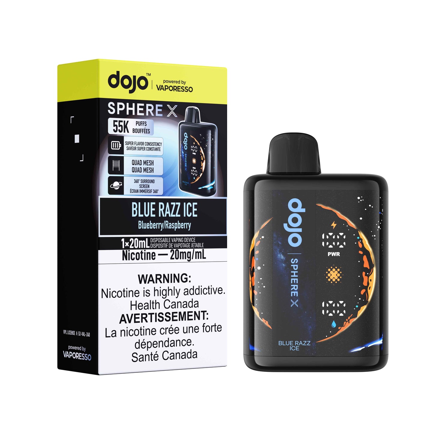 Blue Razz Ice DOJO SPHERE X 55K DISPOSABLE(5PCS/CTN)